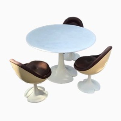 Bộ bàn ghế ăn bằng nhựa composite cao cấp [KT bàn D700mm]